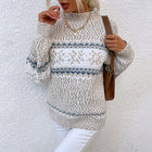 Winter Snowflake Sweater Fashion Half Turtleneck Pullover Knitted Tops Women's Christmas Clothing